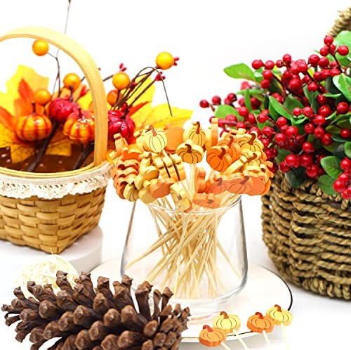 Fall Pumpkin Cocktail Picks Autumn Theme Toothpicks Fruit Drinks Pumpkins