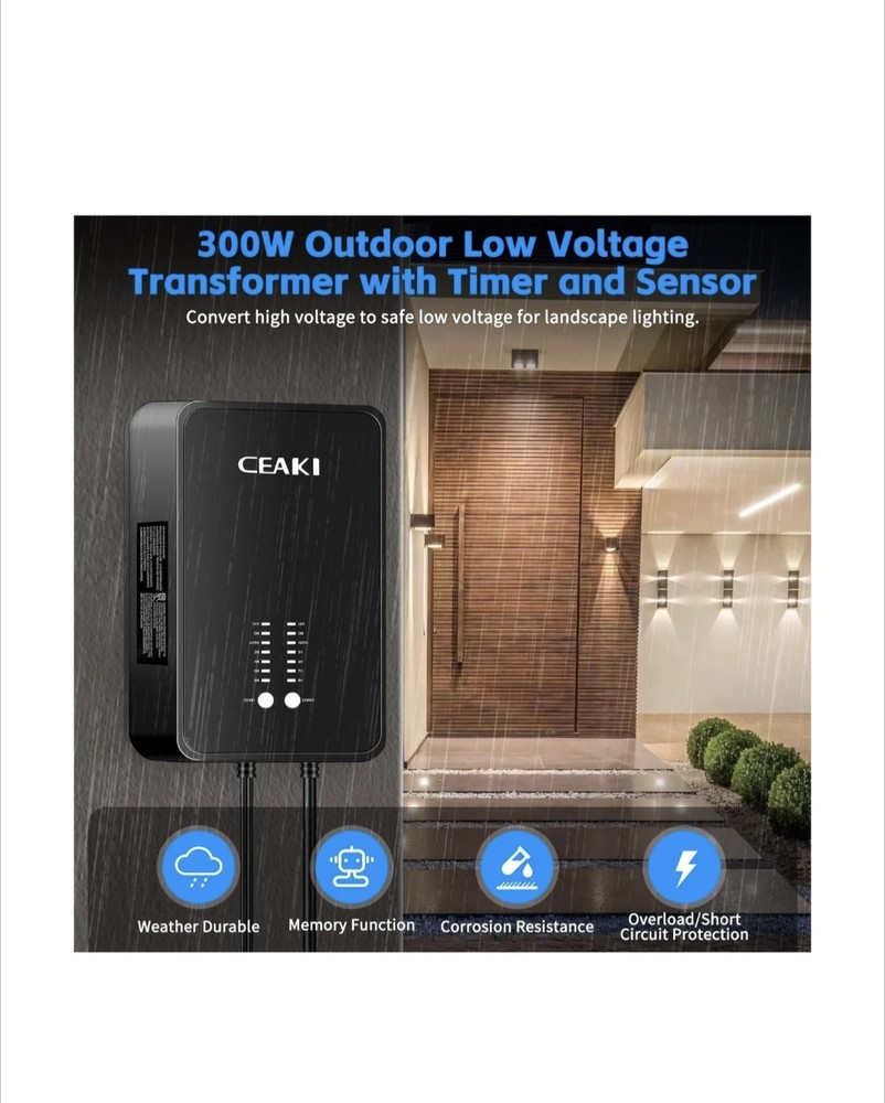 CEAKI 300W Low Voltage Landscape Transformer with 2 Control Output...