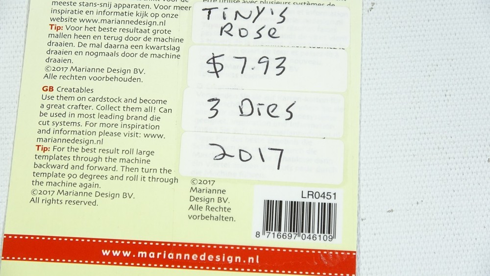 2017 Marianne Design B.V. Tiny Creatables Dies Tiny's Rose LR0451