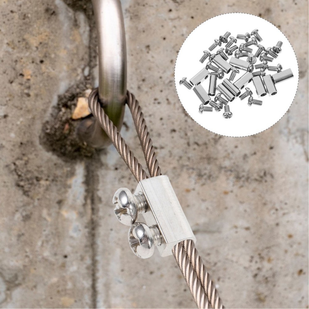 30pcs Iron Wire Rope Cable Clamp - M3 3mm Cable Clip Adjustable Double Hole