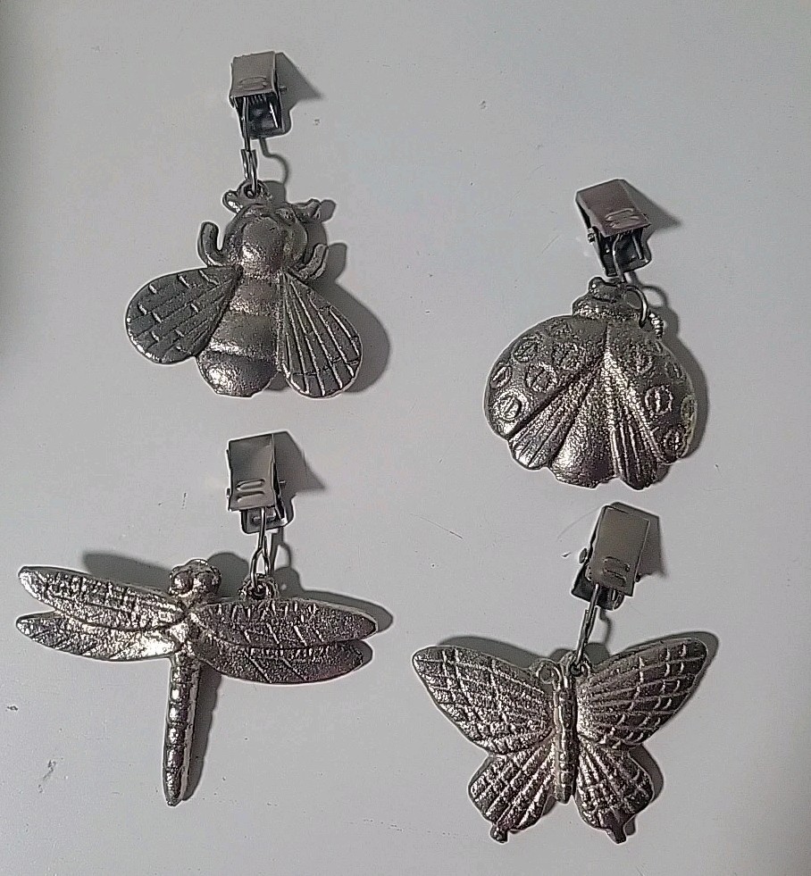 4 Piece Tablecloth Weights Insects Butterfly Dragonfly Bee Ladybug Metal