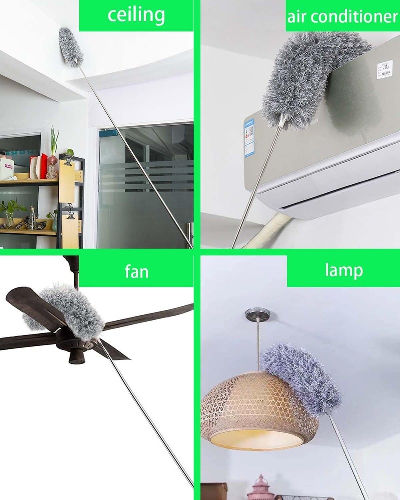 110" Extendable Feather Duster with Extension Pole, Ceiling Fan Cleaner Duster f