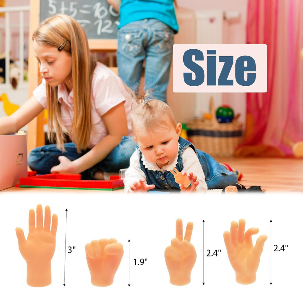 14 Pcs Tiny Finger Hands,Premium Rubber Mini Tiny Finger Hands,Flat Hand Style M