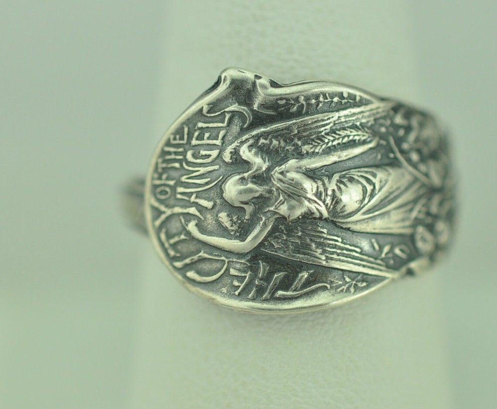 Solid 925 Sterling Silver Angel Of The City Adjustable Spoon Ring