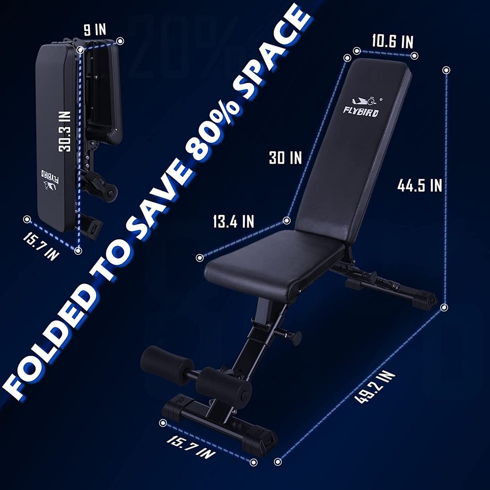 Weight Bench, Adjustable Strength Training Bench for Full Body Workout with Fast