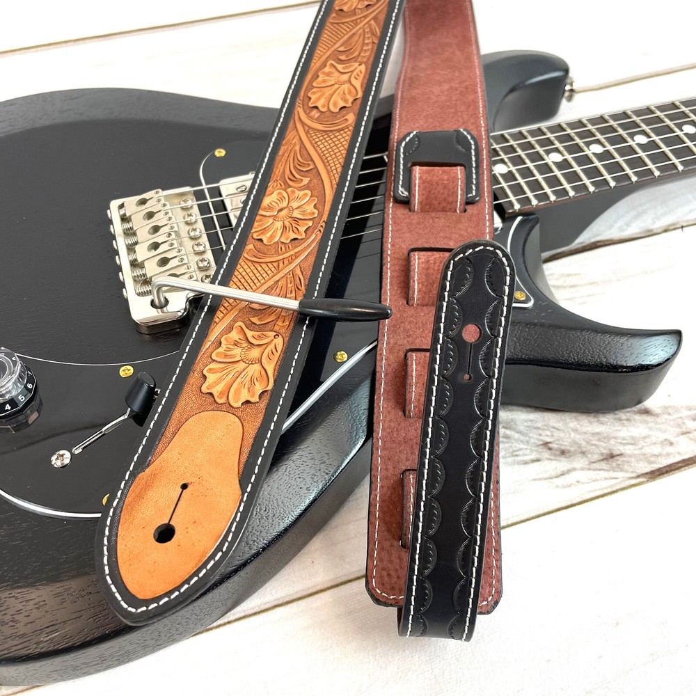 Walker & Williams LC-11 100% Handmade Leather Strap Hand Tooled Live Oak Pattern