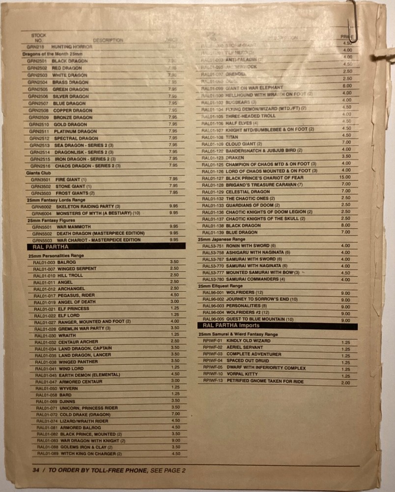 The TSR Mail Order Hobby Shop Catalog Summer Fall 1985 TRASHED Complete