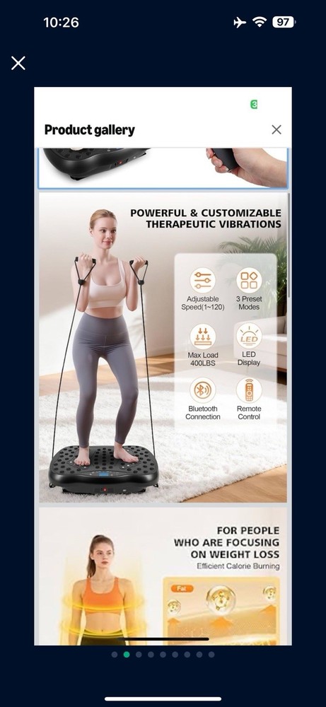 Vibration Plate Exercise Machine, 3 Workout Modes & 120-Level Vibration Platf...