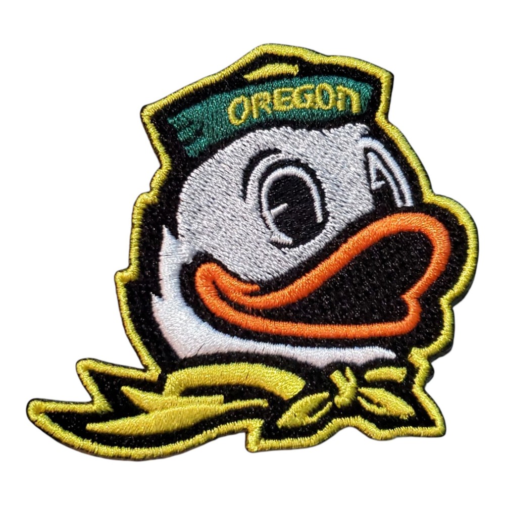 Oregon Ducks Vintage Style Patch. Fully Embroidered. Iron On Backing. 3"x2.75"