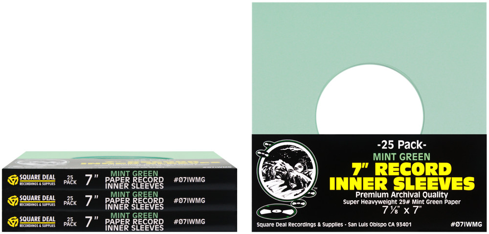 (100) 7" Record Inner Sleeves - Premium COLORED Mint Green Paper ARCHIVAL