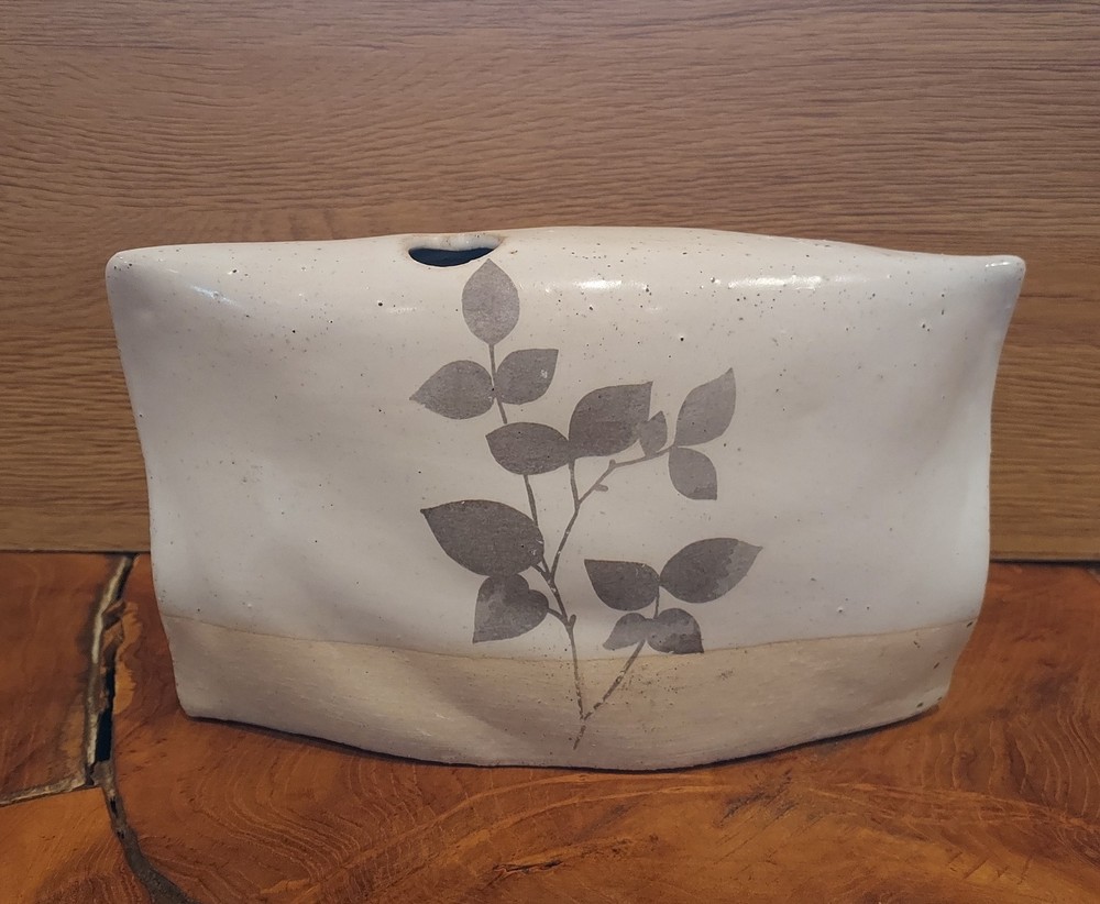 Handmade Modern Ceramic Bud Vase Minimalist Leaf Design Studio Pottery