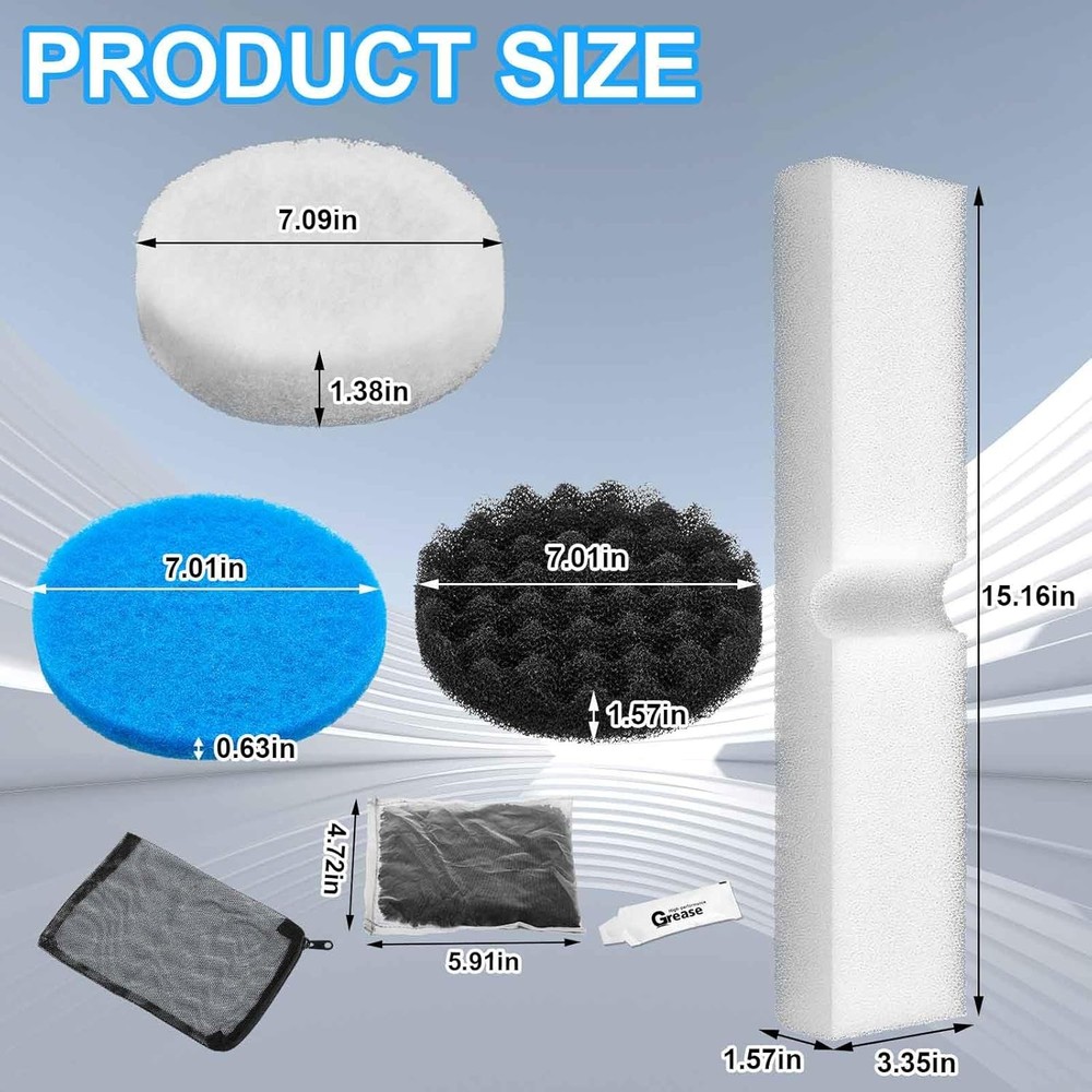 34 Pcs Filter Media Replacement Set Compatible with Fluval Fx2 Fx4 Fx5 Fx6, Incl