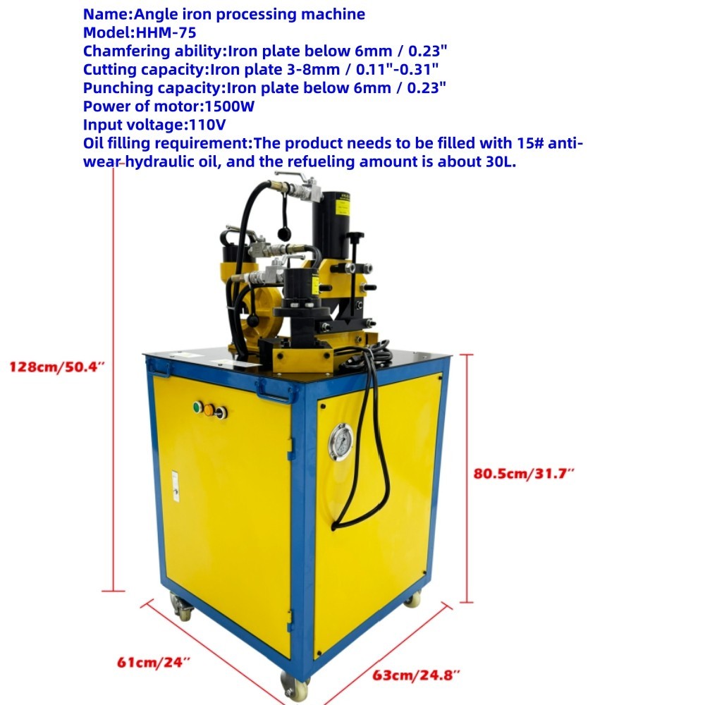 Electric Hydraulic Angle Iron Processing Machine Cutting Punching Chamfering