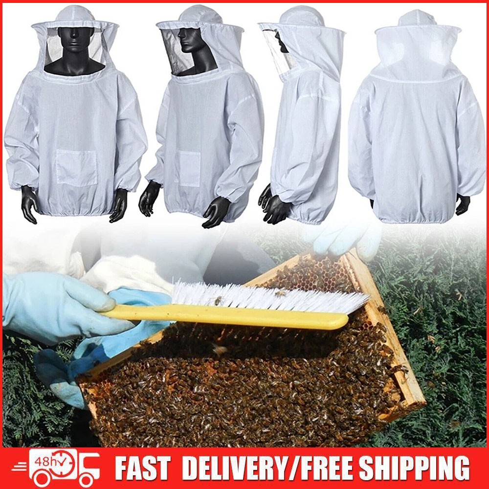 Beekeeping Jacket Veil Bee Keeping Suit Hat Pull Over Smock Protective Equipment