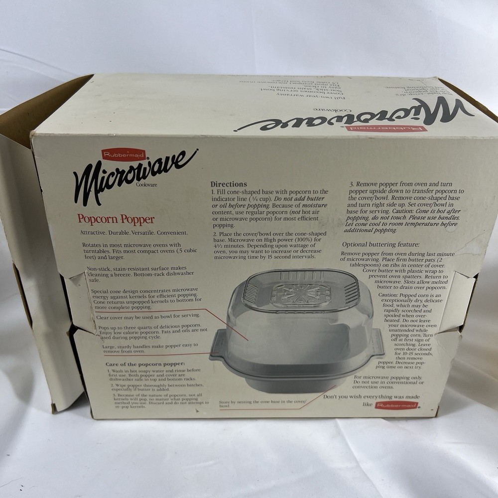 Vintage Rubbermaid Microwave Self-Buttering Popcorn Popper with Box