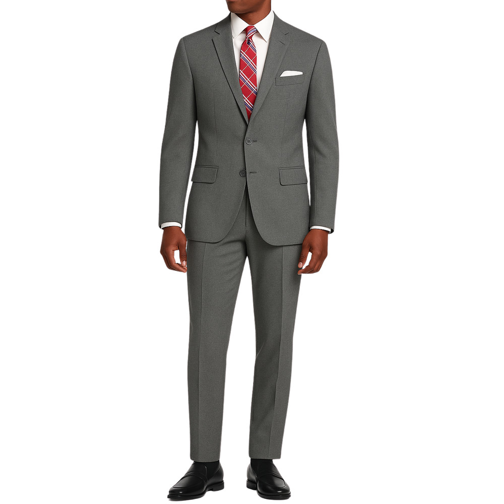 VINCI Men's Medium Gray 2-Button Slim Fit Suit - NEW