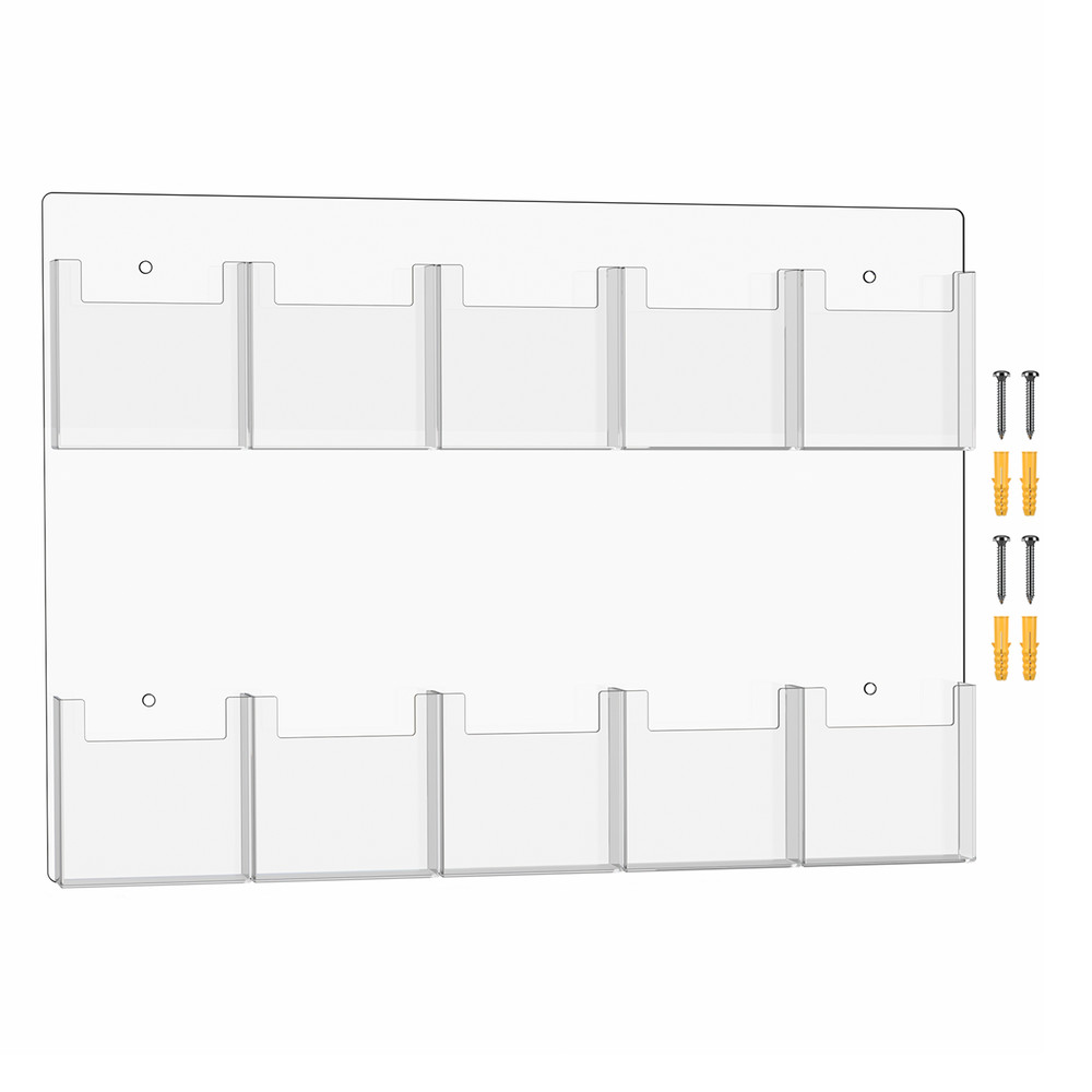 Wall Tri Fold Holder 10 Pocket Pamphlet Flyer Brochure Display Organizer