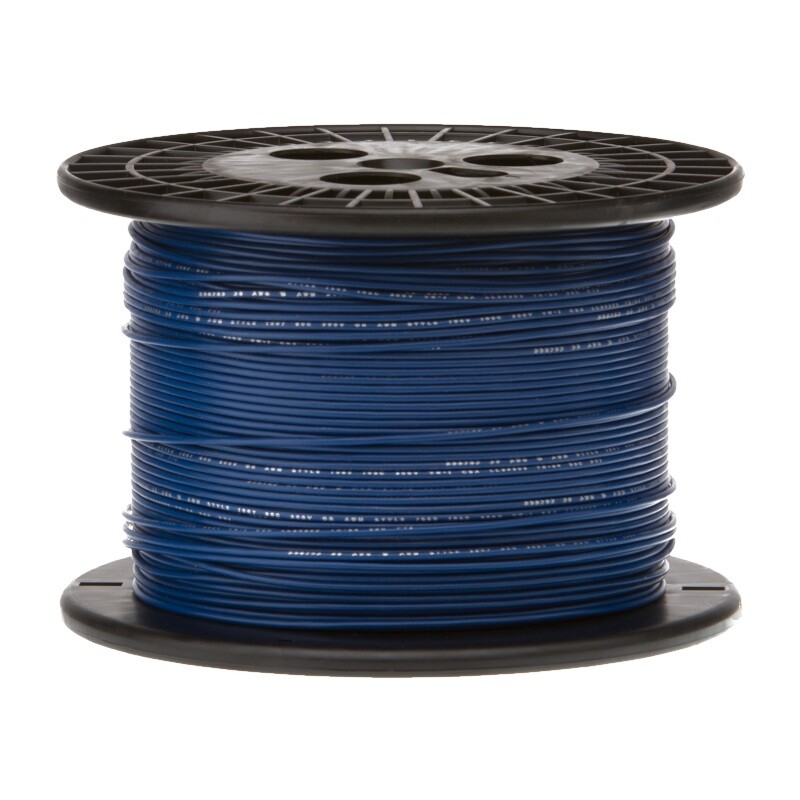 24 AWG Stranded Hook Up Wire, Blue, 250 ft, 0.044" Dia, UL1061, 300V