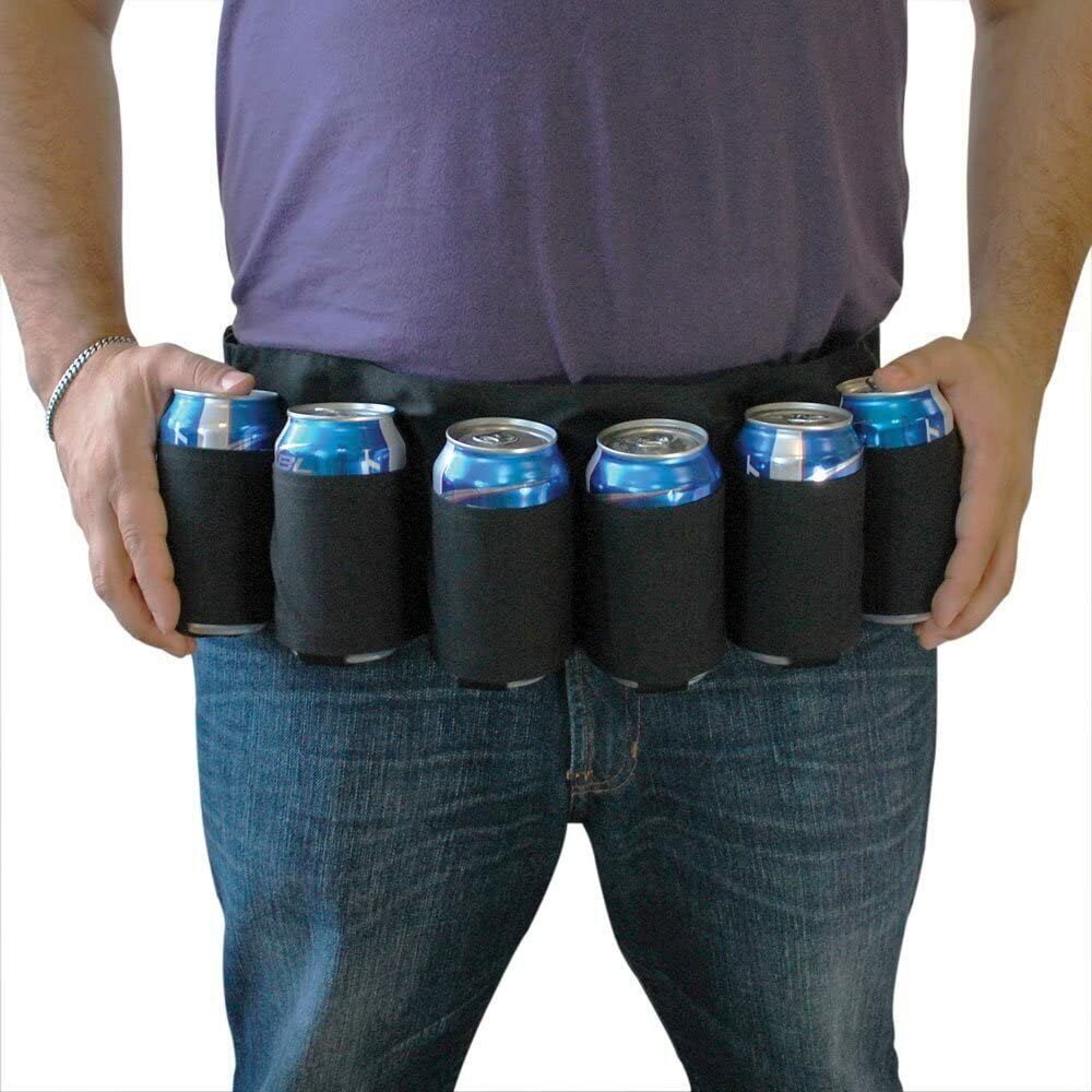 Redneck 6 Pack Beer & Soda Can Holster Belt - BLACK