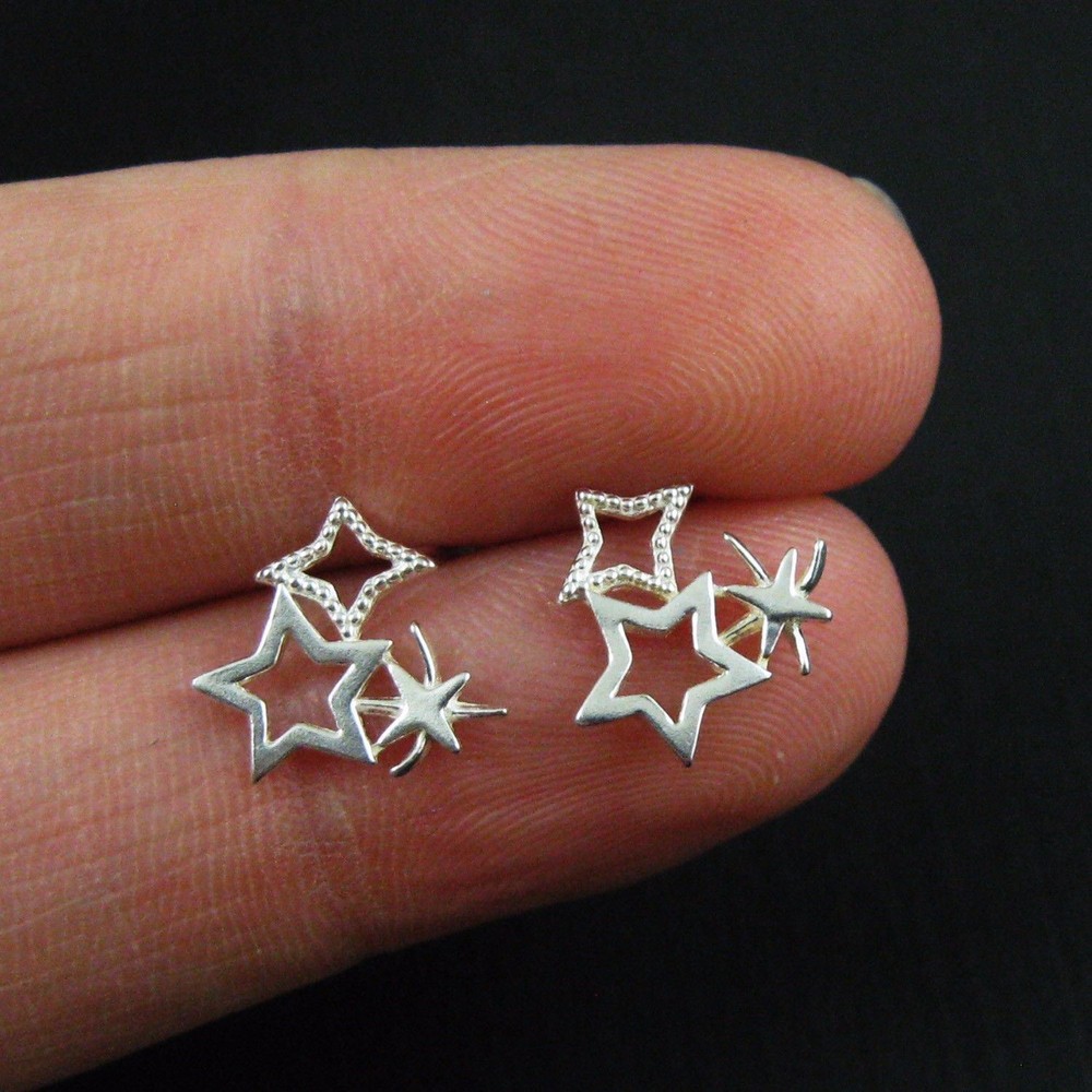 925 Sterling Silver Earrings- Star Earring Studs, Firework Earrings (1 pair)
