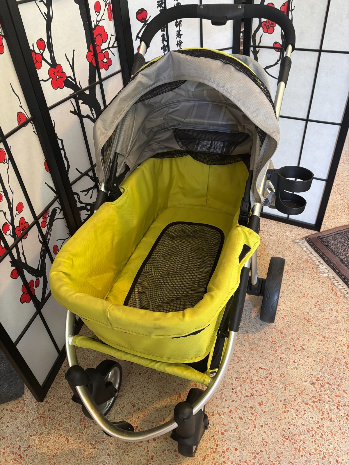 IBIYAYA Pet Stroller - Medium 4-Wheel Luxury Dog-Cat Stroller with Two Openings