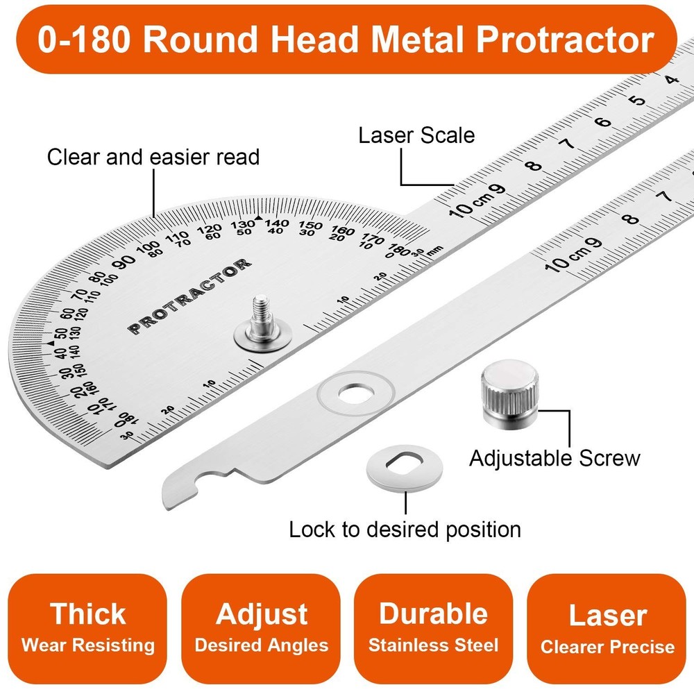 Angle Protractor Angle Finder Ruler Two Arm Stainless Steel Protractor Woodworki