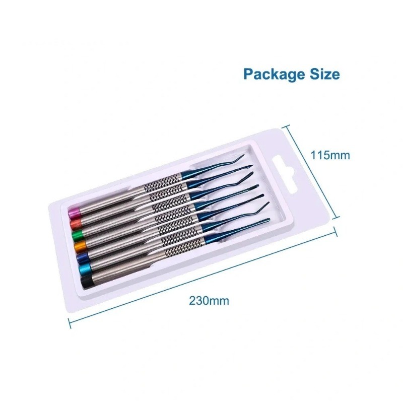 7Pcs/Set Blue Titanium Alloy Dental Luxating Elevator Kit for Root Extraction