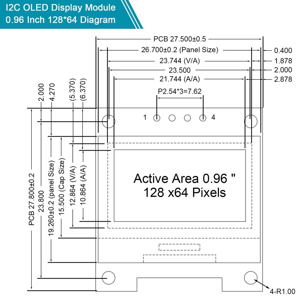 5 PCS 0.96 Inch White OLED Module 128x64 Driver I2C Serial Display Board