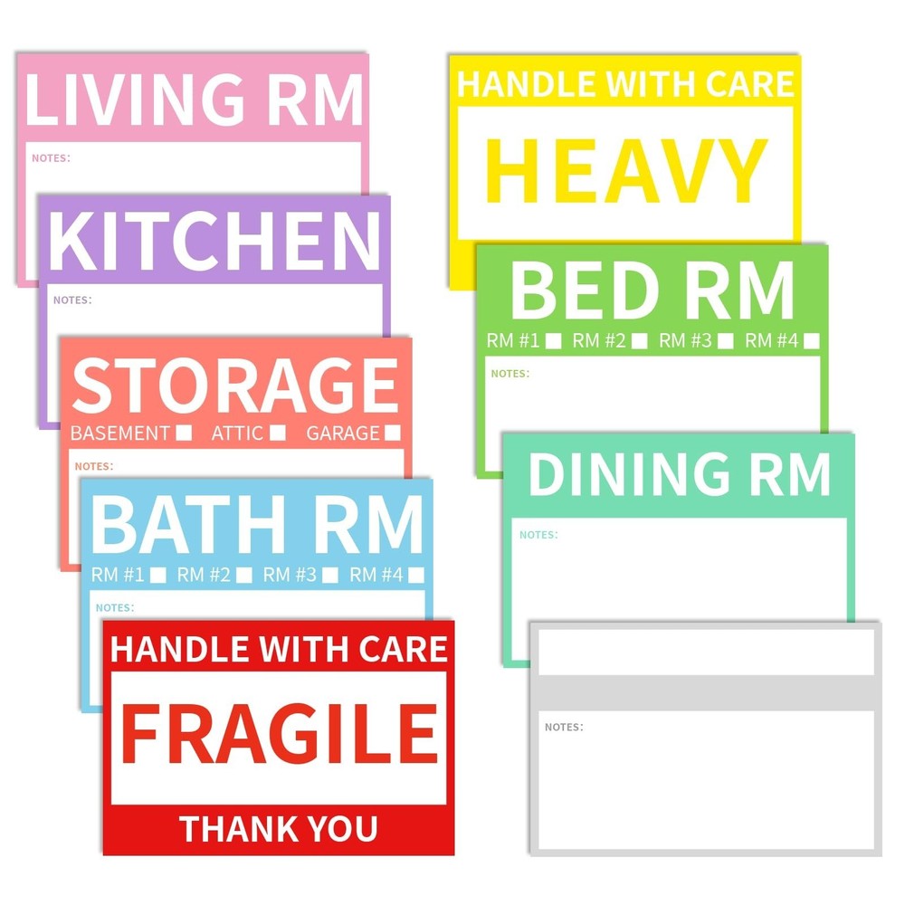 600 Pcs 2” x 3’’ Removable Home Moving Box Packing Labels for