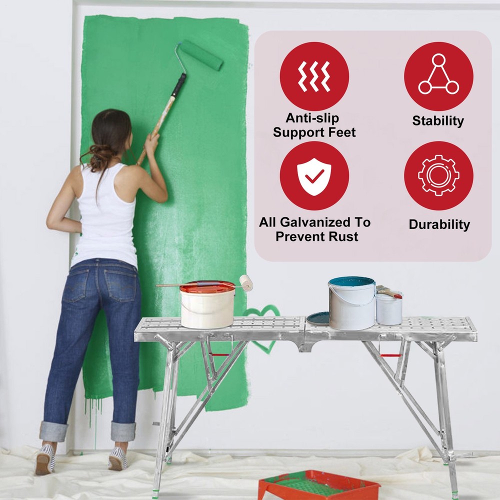 Portable Folding Scaffolding Platform Work Bench Scaffold Adjustable Height