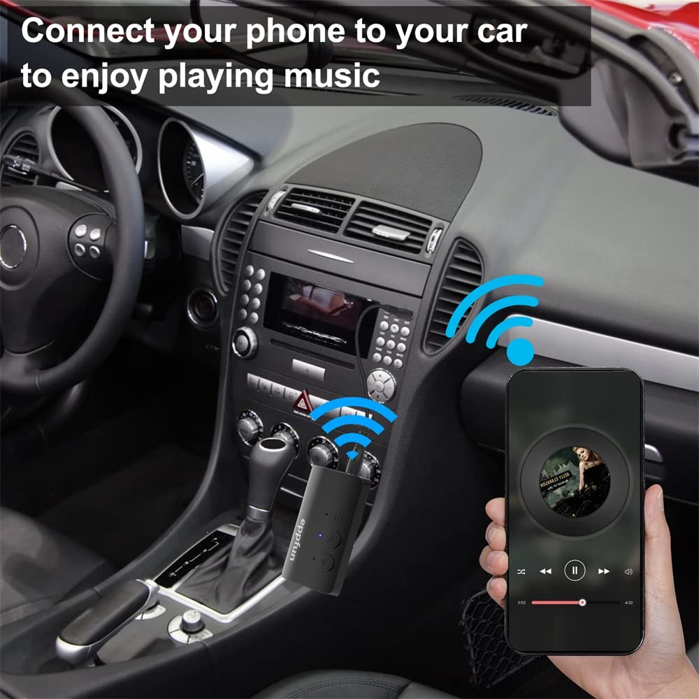 Bluetooth 5.2 Transmitter Receiver, Noise Cancelling 3.5mm AUX Bluetooth Car ...