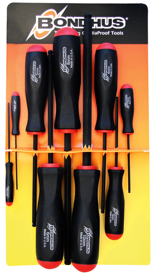9pc Set Hex Ball Driver ScrewDrivers 1.5mm-10mm ProGuard™ Bondhus USA 10699