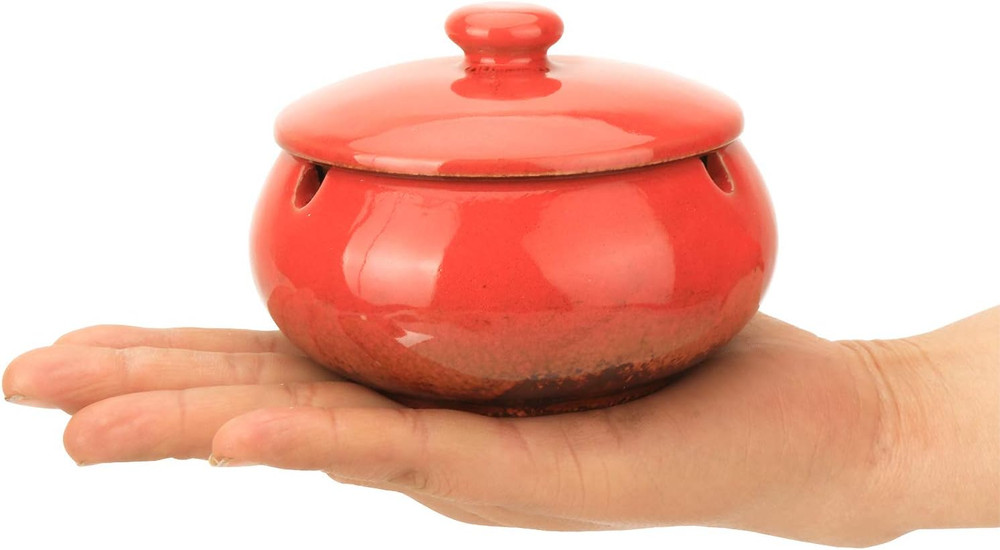 Ashtray with Lid for Cigarette, Ceramic Smokeless Odorless
