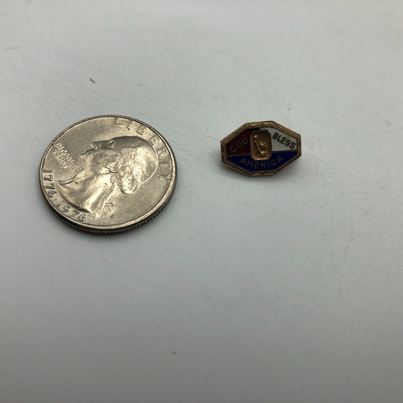 God Bless America 1923 Lady Liberty Vintage Enamel Lapel Pin