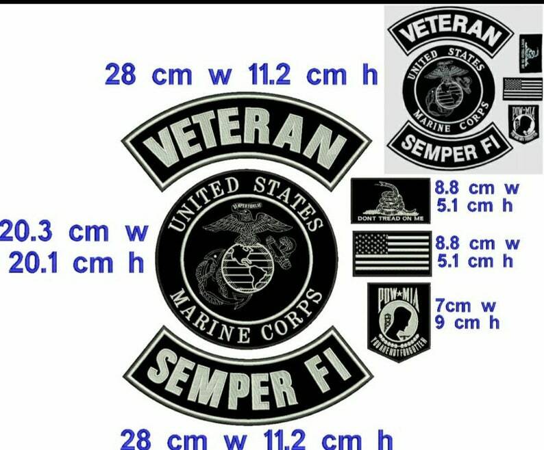 Veteran usa marine iron on embroidered set