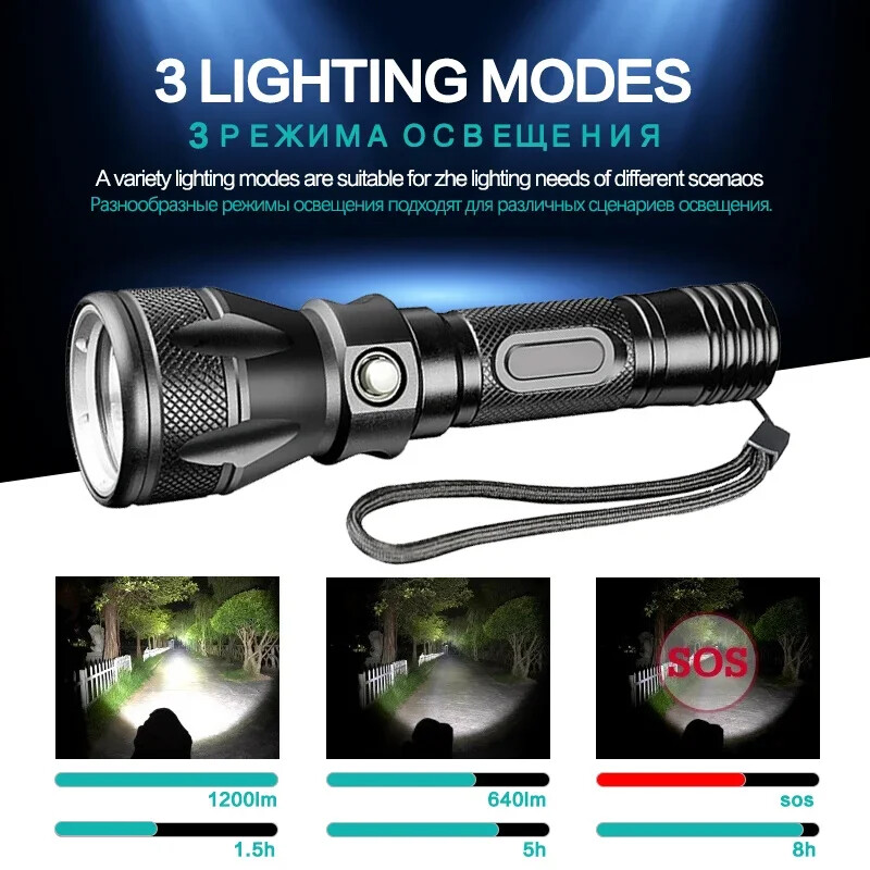 200000LM Scuba Diving Light Underwater LED Flashlight Dive Camping Lanterna US