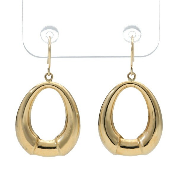 K18 Gold Drop Hook Earrings (Pair) Dangling Teardrop Frame
