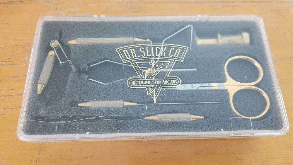 Dr Slick Bamboo Fly Tyer Tool Set In Gift/Fly Box. New.