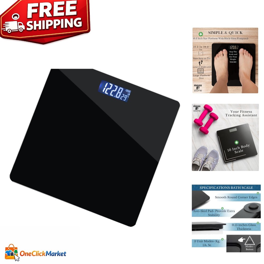 Modern Black Digital Scale with Instant Readings & Multi-Unit Display Options