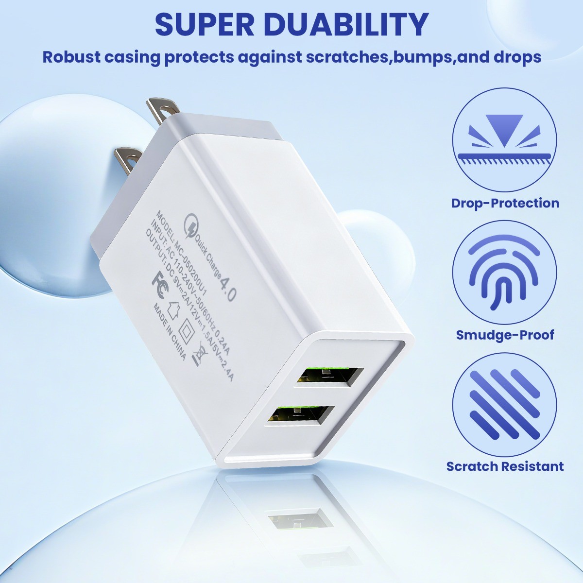 USB Wall Charger Dual Port USB Cube Power Adapter Charger Plug Block ...