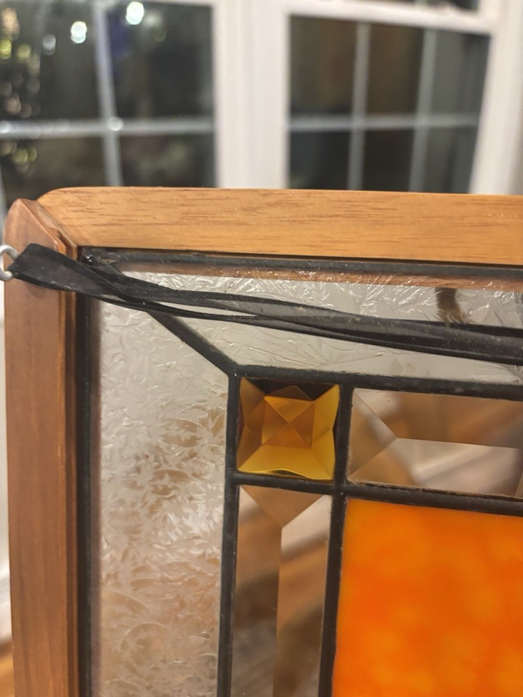 Vintage Stained Glass Tulip Panel: Handmade Window Hanging