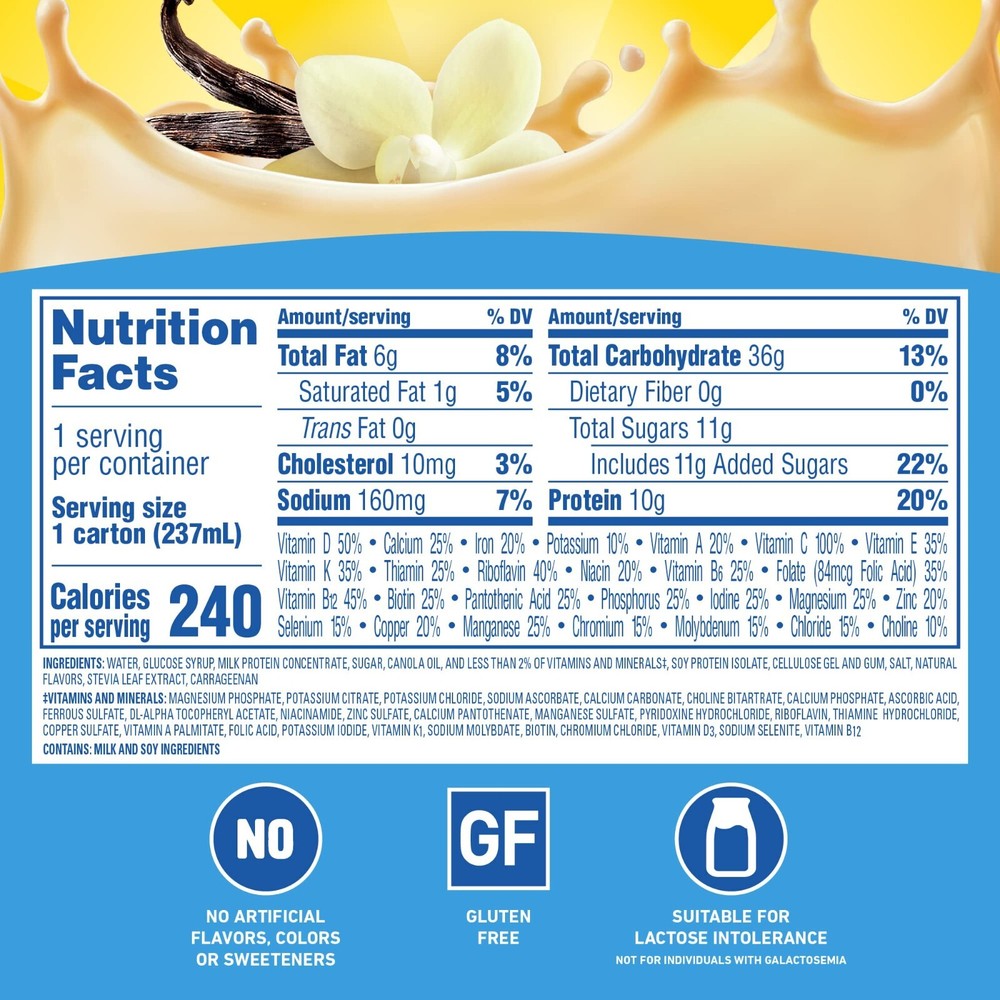 Carnation Breakfast Essentials Complete Nutritional Drink Vanilla 8 oz Bottle 24