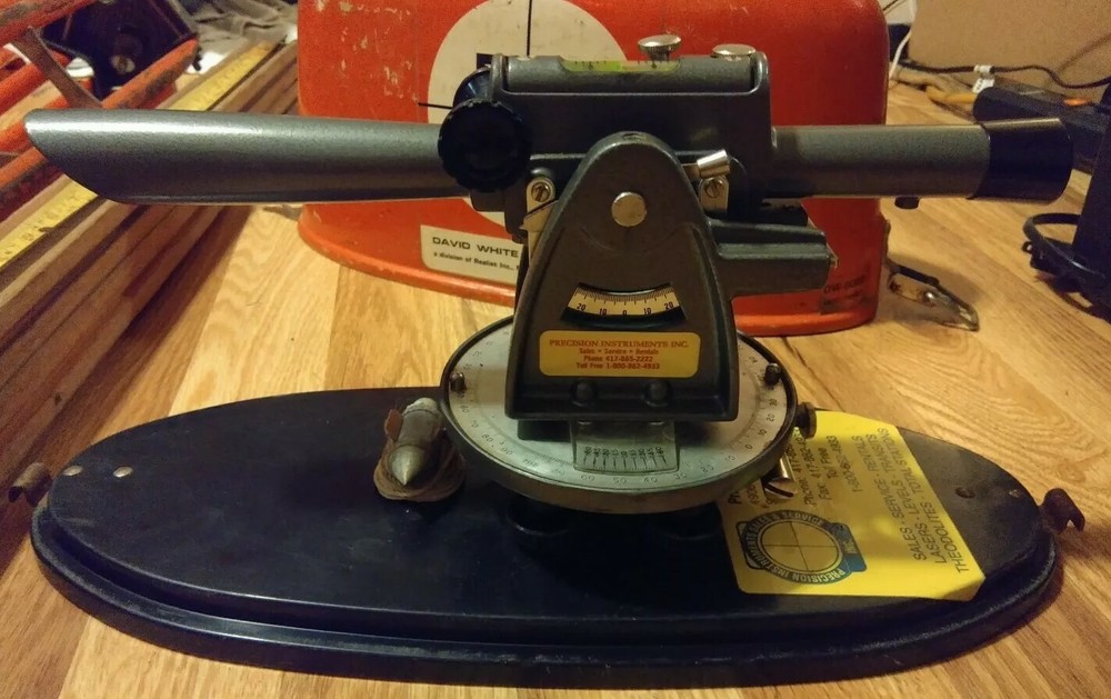 Vtg David White Instruments DW-8080 Level Transit Tripod Measuring Stick