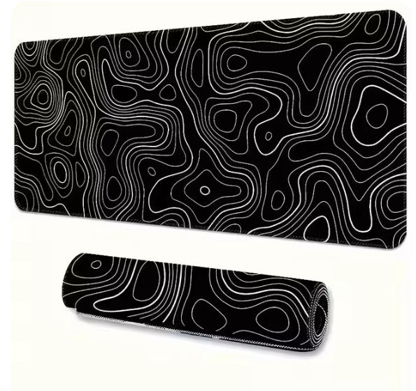 Large Mouse Pad, Black/White, Wavy Design, 4 different sizes