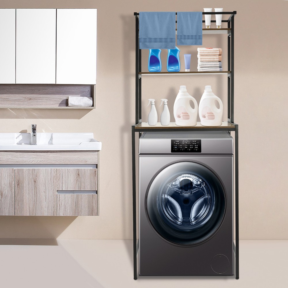 Modern Washer and Dryer Storage Shelf 3 Tiers Clothes Drying Rack Floor Mount