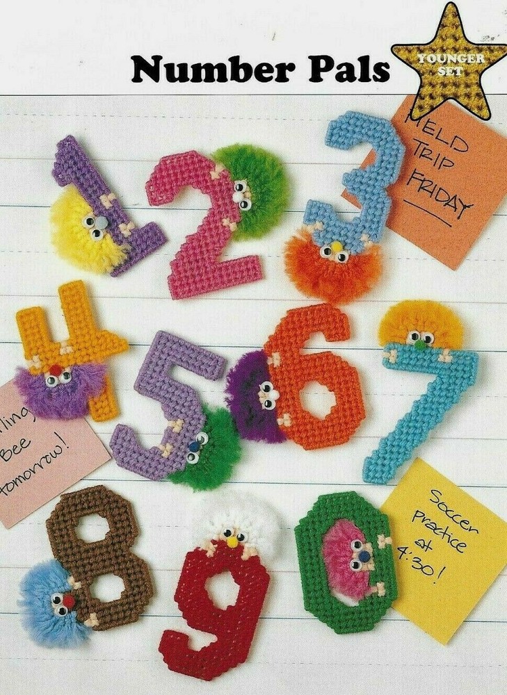 NEW NUMBER PALS LEARNING MAGNETS PLASTIC CANVAS PATTERN INSTRUCTIONS