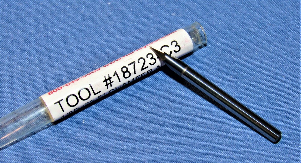 New Harvey Tool Solid Carbide 0.125" x 22.5°Per Side Chamfer Mill