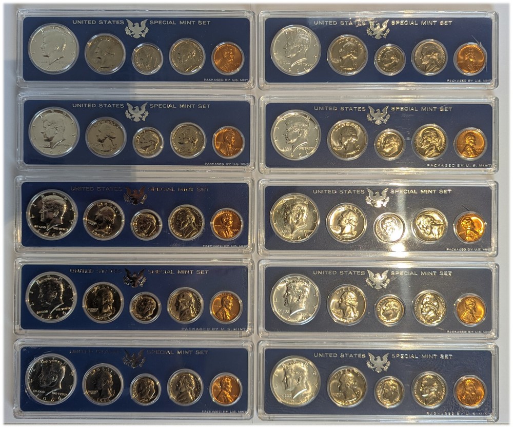 Ten - 1966 SMS United States Special Mint Sets - No Boxes