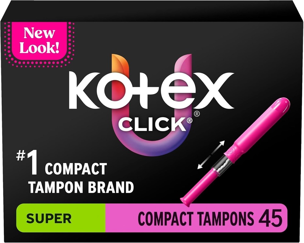 U by Click Compact Tampons 45 Count - Unscented, Super Absorbency & Leak-Free