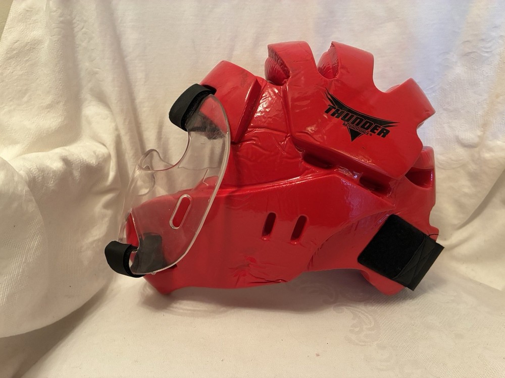 ProForce Martial Arts Karate Head Gear w/ Face Shield Red Large - READ